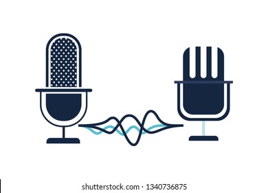 microphone with sound wave isolated icon