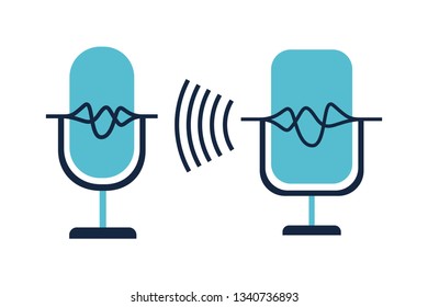 microphone with sound wave isolated icon