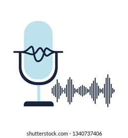 microphone with sound wave isolated icon