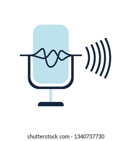microphone with sound wave isolated icon