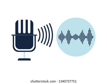 microphone with sound wave isolated icon