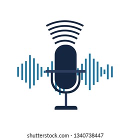 microphone with sound wave isolated icon