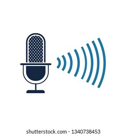 microphone with sound wave isolated icon