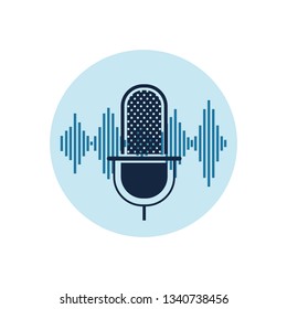 microphone with sound wave isolated icon