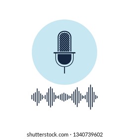 microphone with sound wave isolated icon