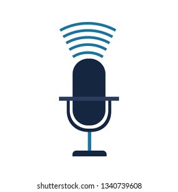 microphone with sound wave isolated icon