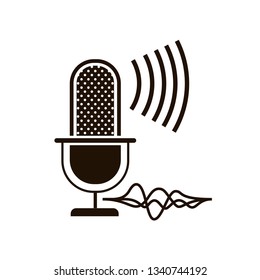microphone with sound wave isolated icon