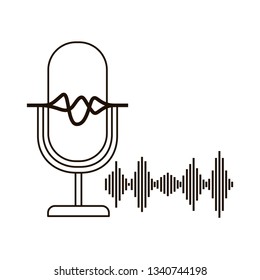 microphone with sound wave isolated icon