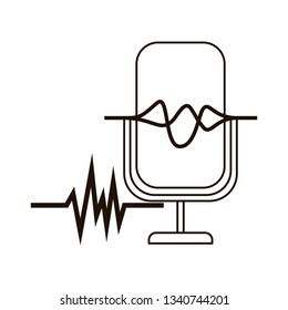 microphone with sound wave isolated icon
