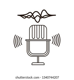microphone with sound wave isolated icon