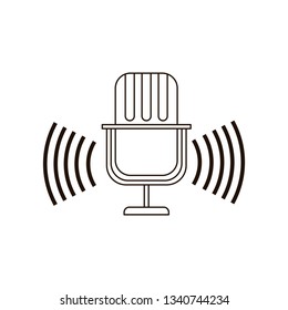 microphone with sound wave isolated icon