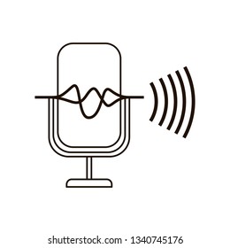 microphone with sound wave isolated icon