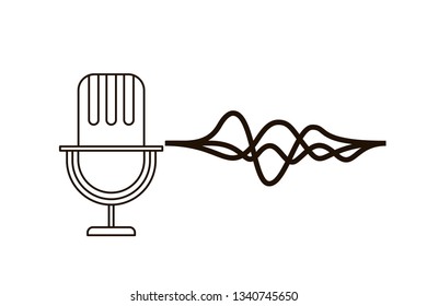 microphone with sound wave isolated icon