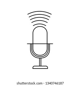 microphone with sound wave isolated icon