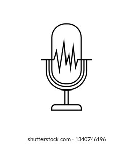 microphone with sound wave isolated icon