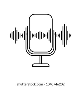 microphone with sound wave isolated icon