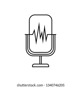 microphone with sound wave isolated icon