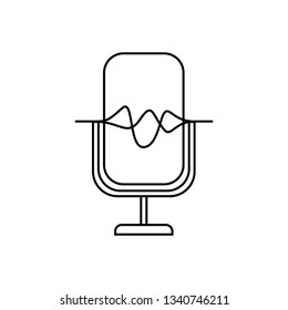 microphone with sound wave isolated icon