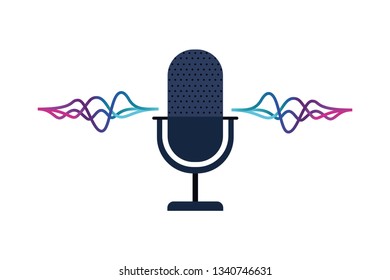 microphone with sound wave isolated icon