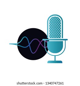 microphone with sound wave isolated icon