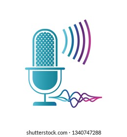 microphone with sound wave isolated icon