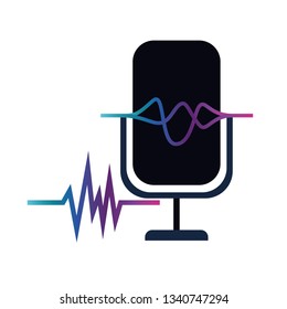 microphone with sound wave isolated icon
