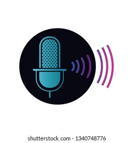 microphone with sound wave isolated icon
