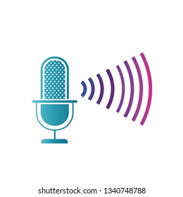 microphone with sound wave isolated icon