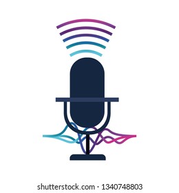 microphone with sound wave isolated icon