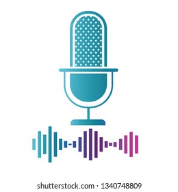 microphone with sound wave isolated icon