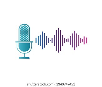 Microphone Sound Wave Isolated Icon Stock Vector (Royalty Free ...