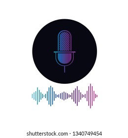 microphone with sound wave isolated icon