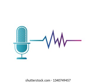 microphone with sound wave isolated icon