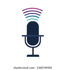 microphone with sound wave isolated icon