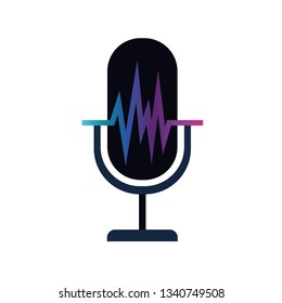 microphone with sound wave isolated icon