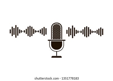 microphone with sound wave isolated icon