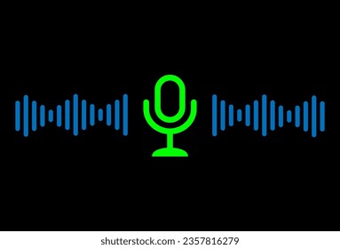 Microphone with sound wave isolated icon. Vector illustration.