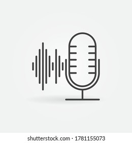 Mikrofon mit Soundeffekt-Vektorsymbol oder Gestaltungselement