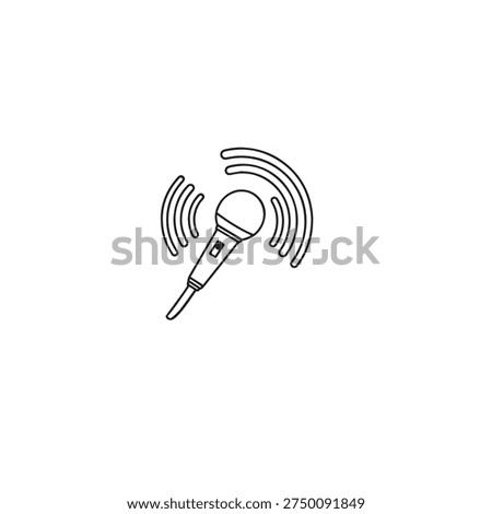 Microphone with sound waves emanating, representing broadcasting and freedom of speech.