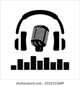 microphone and sound waves Podcast and audio sound waves from voice message recording, vector icon. Podcast sound waves for online audio streaming and podcasting or music players and mobile phones.