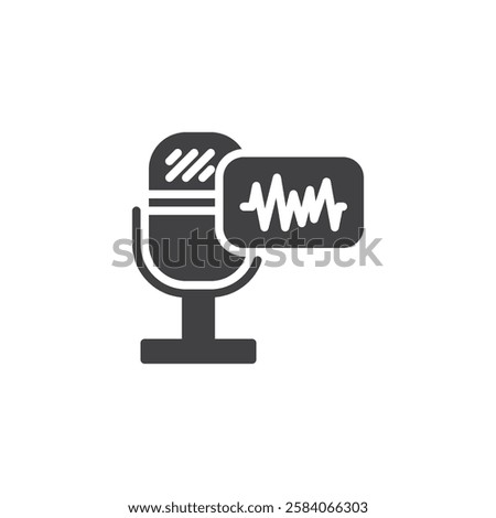 A microphone with sound waves vector icon. filled flat sign for mobile concept and web design. Voice Search glyph icon. Symbol, logo illustration. Vector graphics