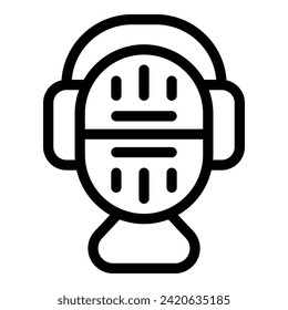 Microphone spanish lesson icon outline vector. Program lexicon. Adult class