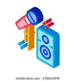 microphone and speaker equipment icon vector. isometric microphone and speaker equipment sign. color isolated symbol illustration
