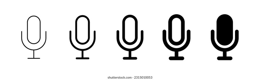 Icono de la línea de arte del altavoz de micrófono (voz a texto) para aplicaciones y sitios web. Conjunto de iconos del vector.