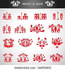 Microphone And Speakers Icons Set - Isolated On Gray Background - Vector Illustration, Graphic Design Editable For Your Design.