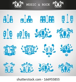 Microphone And Speakers Icons Set - Isolated On Gray Background - Vector Illustration, Graphic Design Editable For Your Design.