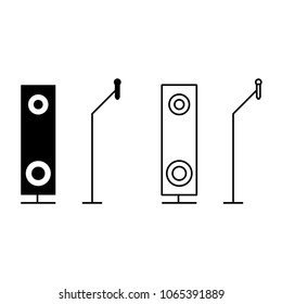 Microphone and speakers, vector illustration, icon in a flat and linear style