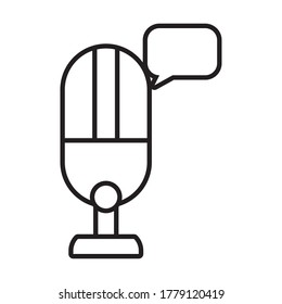 icono de burbuja de micrófono y voz sobre fondo blanco, estilo de línea, ilustración vectorial