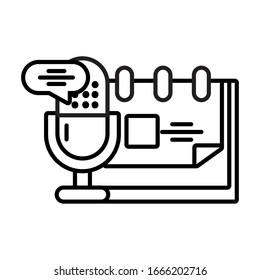 microphone with speech bubble on white background vector illustration design