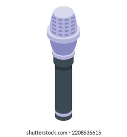 Icono de voz del micrófono. Isometric, icono vectorial de voz del micrófono para diseño web aislado en fondo blanco